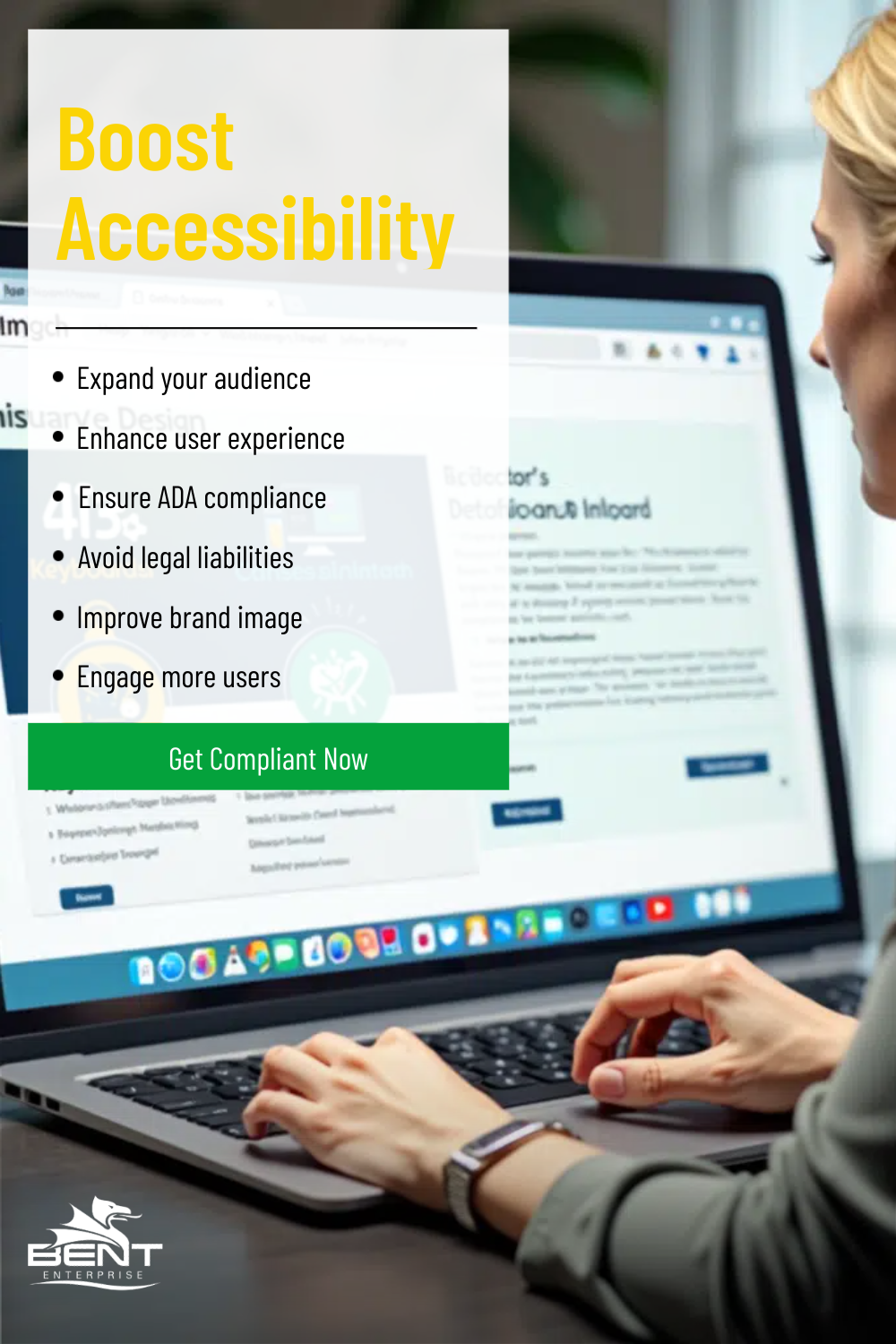 ada-web-solutions-high Person using laptop, focus on accessibility improvements.