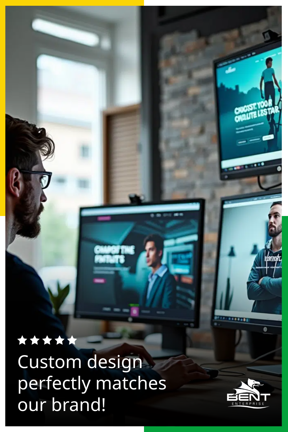 web-design-services Designer working on brand-matched custom design screens.