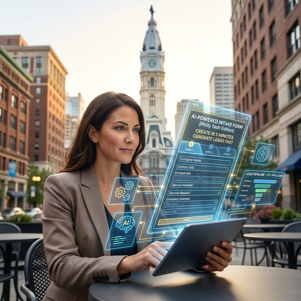 Businesswoman using AI technology on tablet outdoors