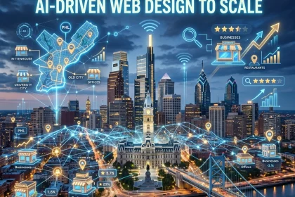 Philadelphia skyline promoting AI-driven web design SEO