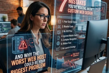 Designer reviewing common web design mistakes list